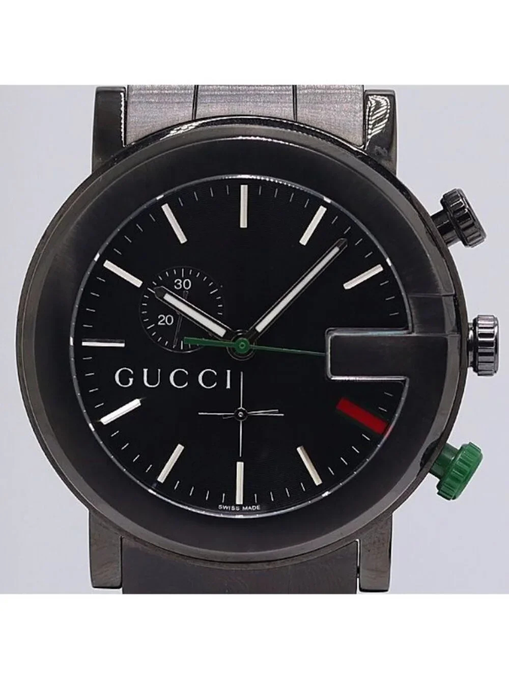 Gucci Round Chronograph Quartz Date Smoseco Black Dial Watch